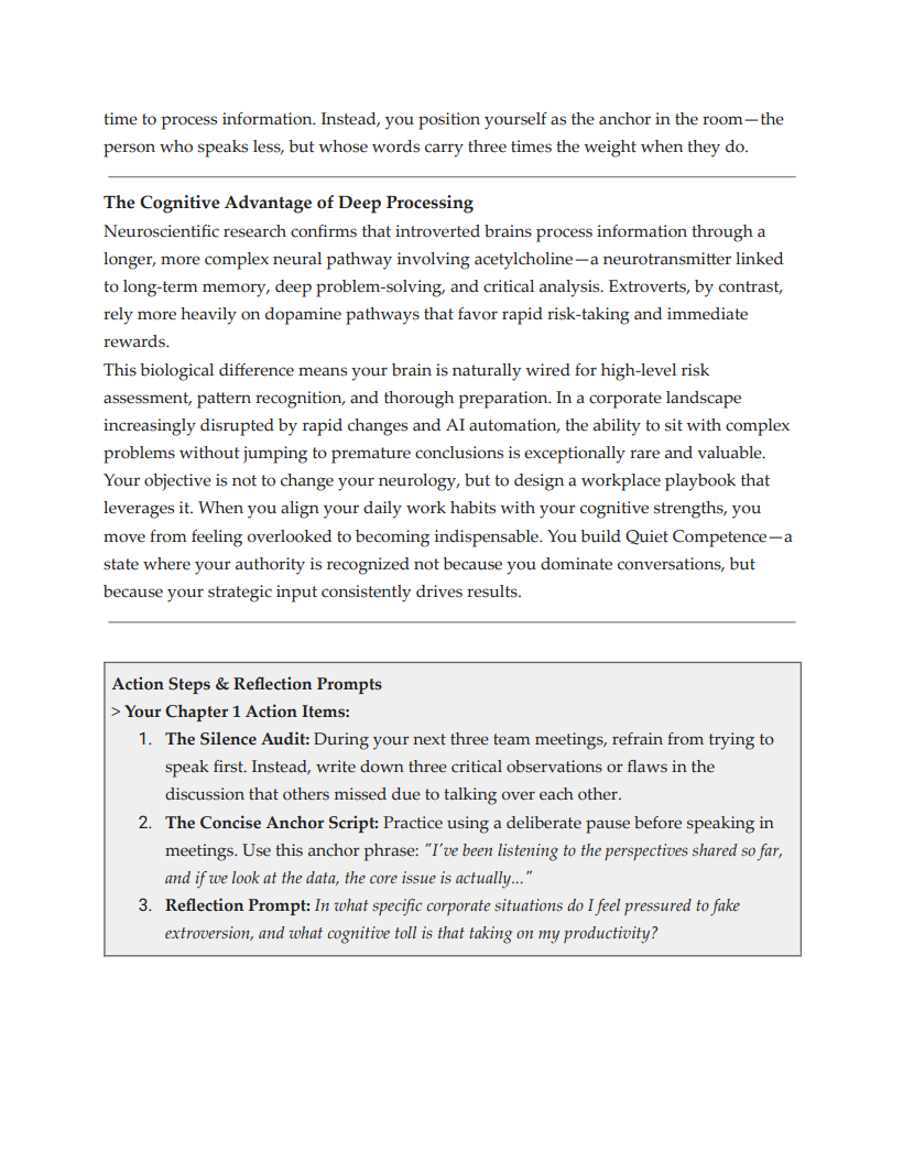 Quiet Competence: The Introvert's Strategy to Command Respect and Influence People in a Loud Workplace